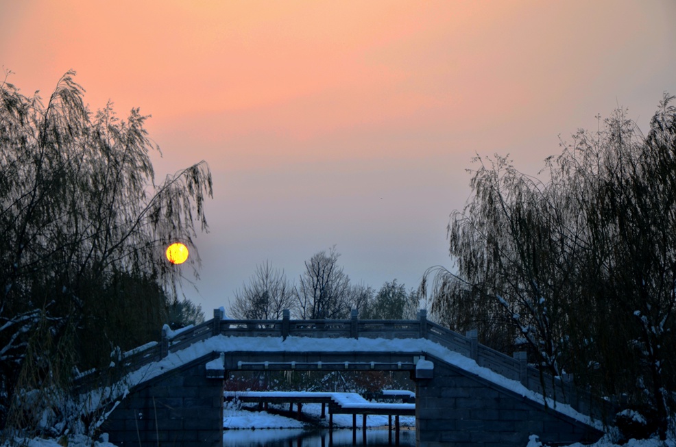 雪后的太白湖晚霞
